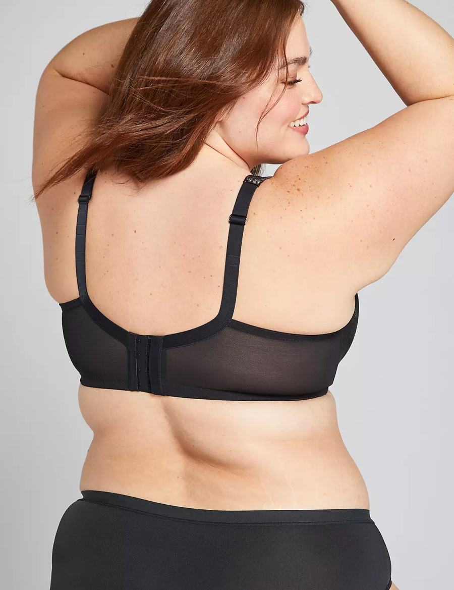 Lane Bryant Lightly Lined With Lace Women Balconette Bra Black | WRY2130NC