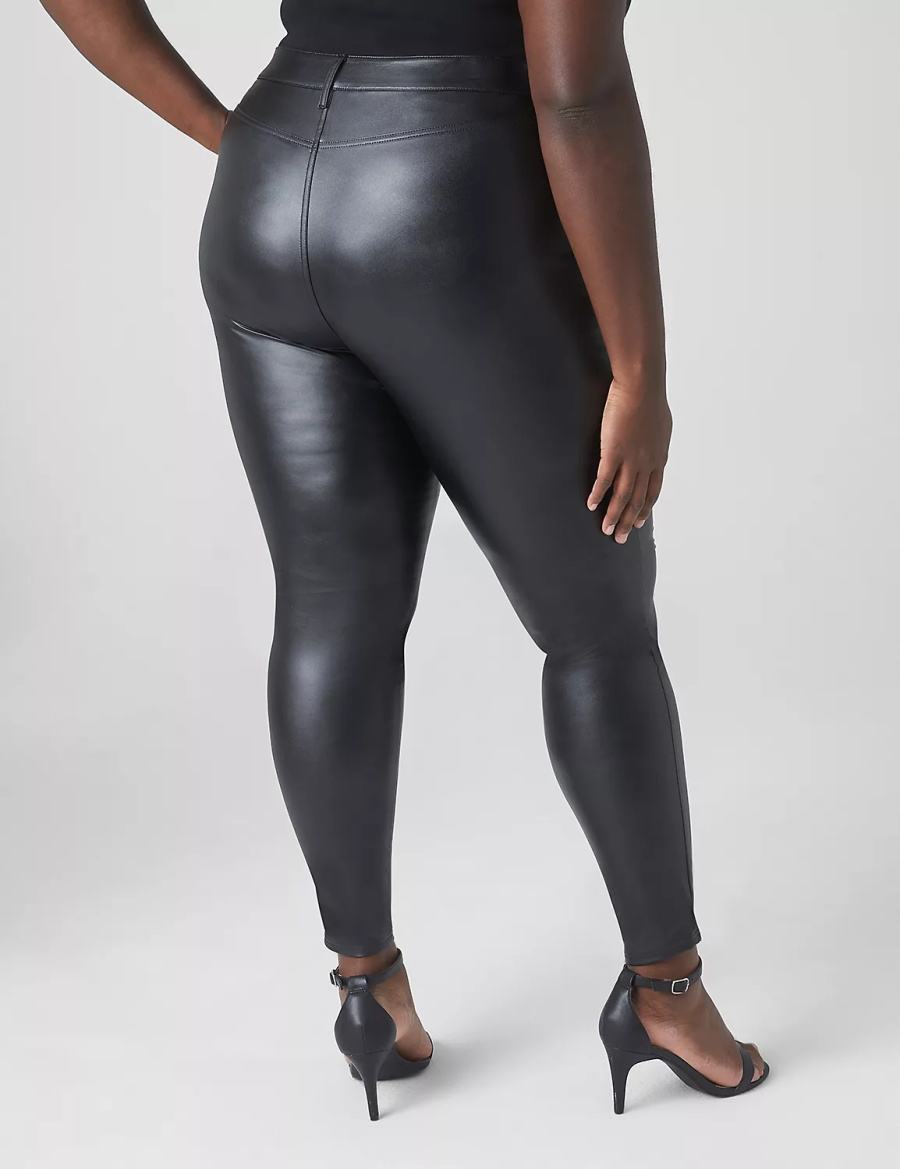 Lane Bryant Lightweight Faux-Leather Women Leggings Black | JGM3386QD