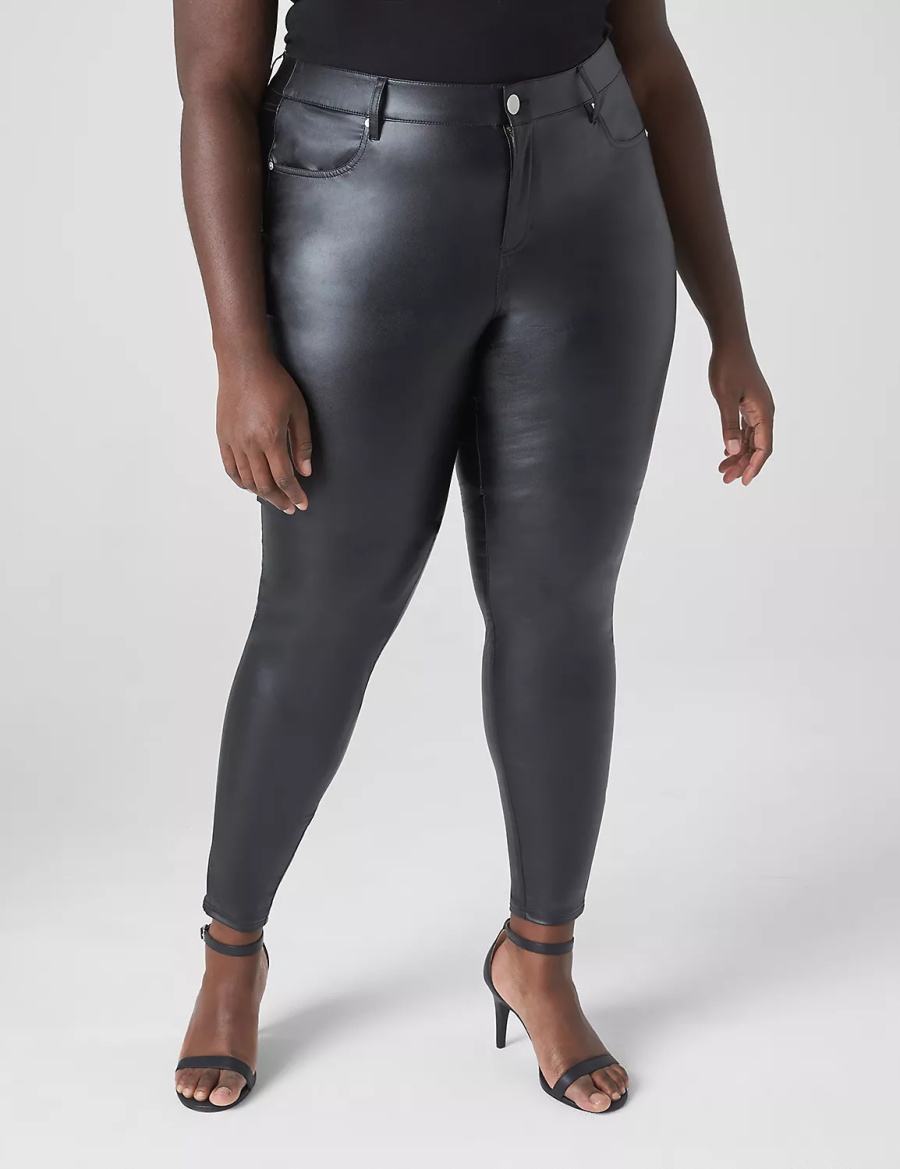 Lane Bryant Lightweight Faux-Leather Women Leggings Black | JGM3386QD