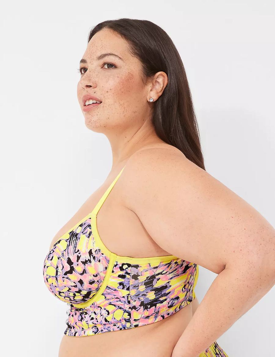 Lane Bryant Longline Demi Women Bralettes Yellow Multicolor | NTV9686ZD