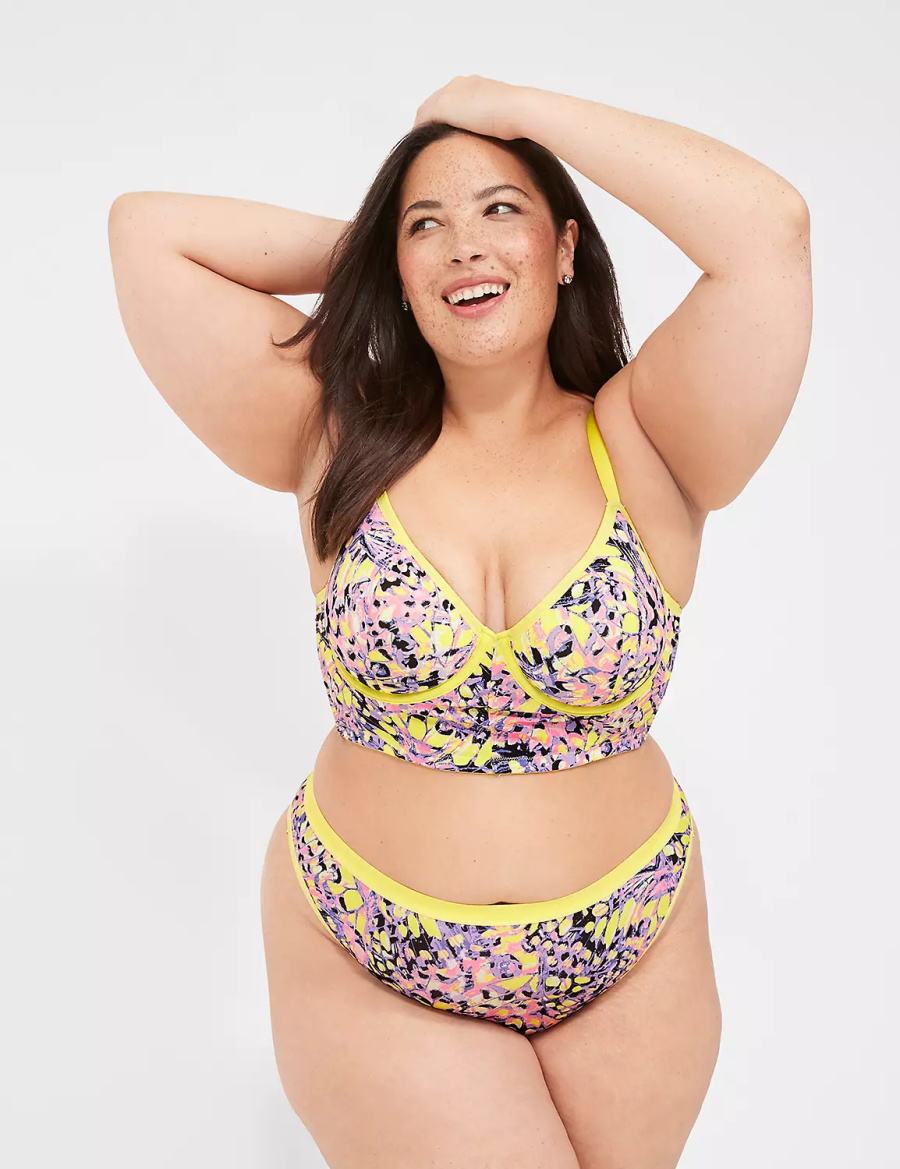 Lane Bryant Longline Demi Women Bralettes Yellow Multicolor | NTV9686ZD