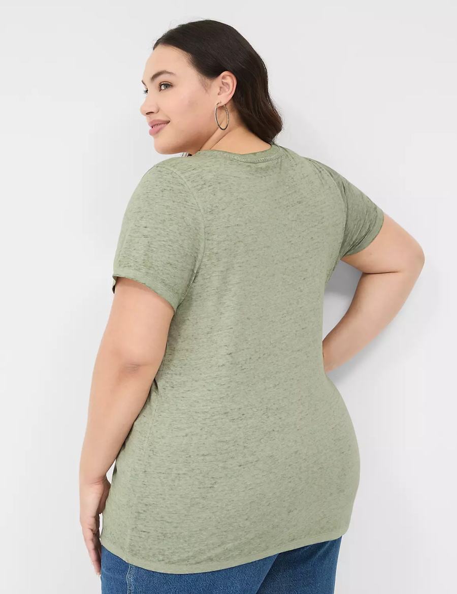 Lane Bryant Love Graphic Tee Women T Shirts Olive Green | WNS1024GN