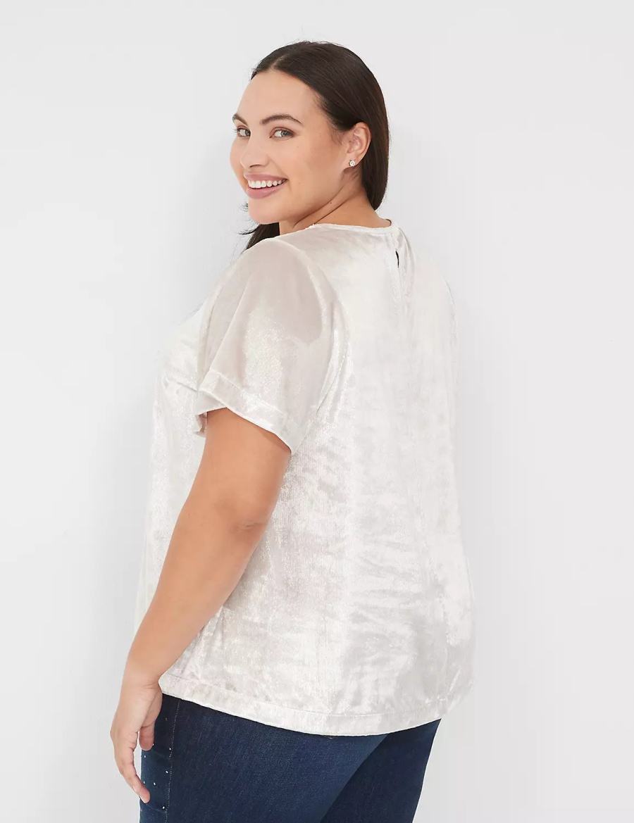 Lane Bryant Lurex Boatneck Swing Top Women T Shirts Grey | BOR7748NB