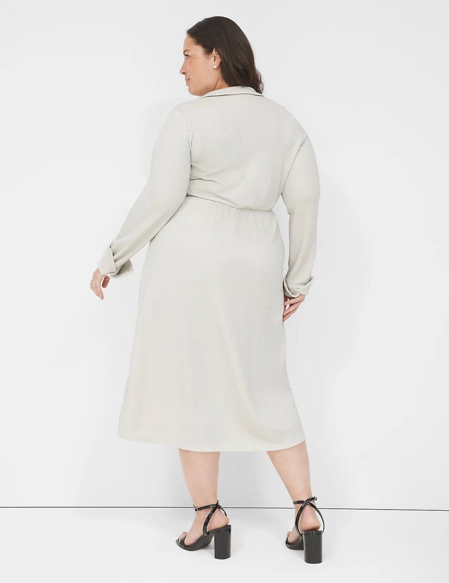 Lane Bryant Lurex Faux-Wrap Collar Women Maxi Dress Grey | QZG5675TY