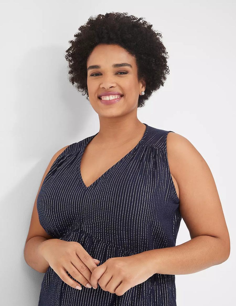 Lane Bryant Lurex Gauze Easy Women Jumpsuit Blue | RLB931ER