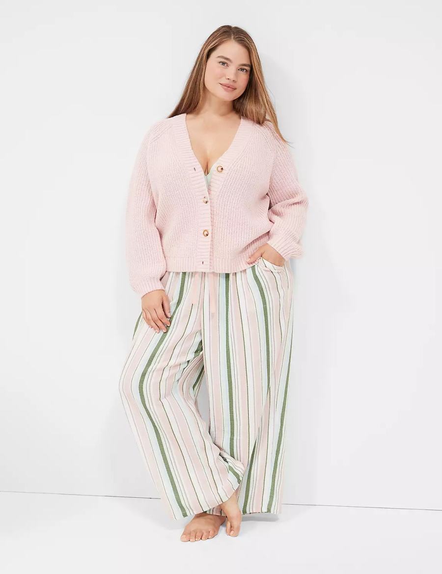 Lane Bryant Lurex Knit Sleep Women Cardigan Pink | BQL4582KW