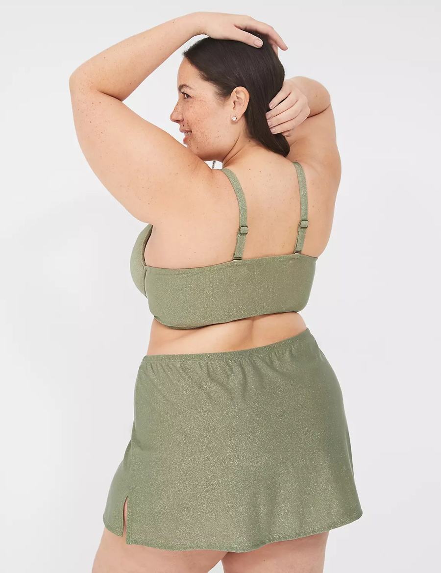 Lane Bryant Lurex Side Slit Swim Women Skirts Green | JHS1697PY