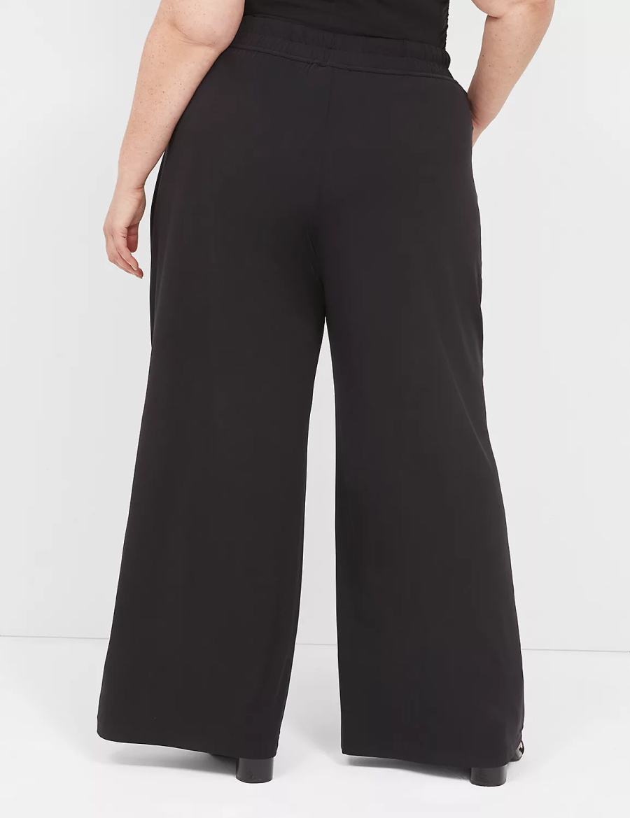 Lane Bryant Matte Jersey Pull-On Wide Leg Women Pants Black | ZKL9979EF