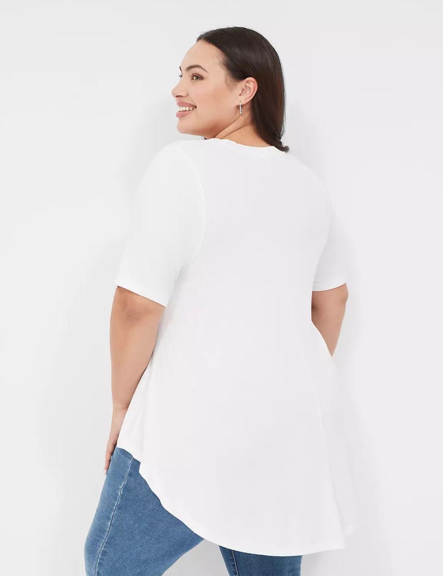 Lane Bryant Max Swing Perfect Sleeve Crew-Neck Tee Women T Shirts White | TPV7821MB