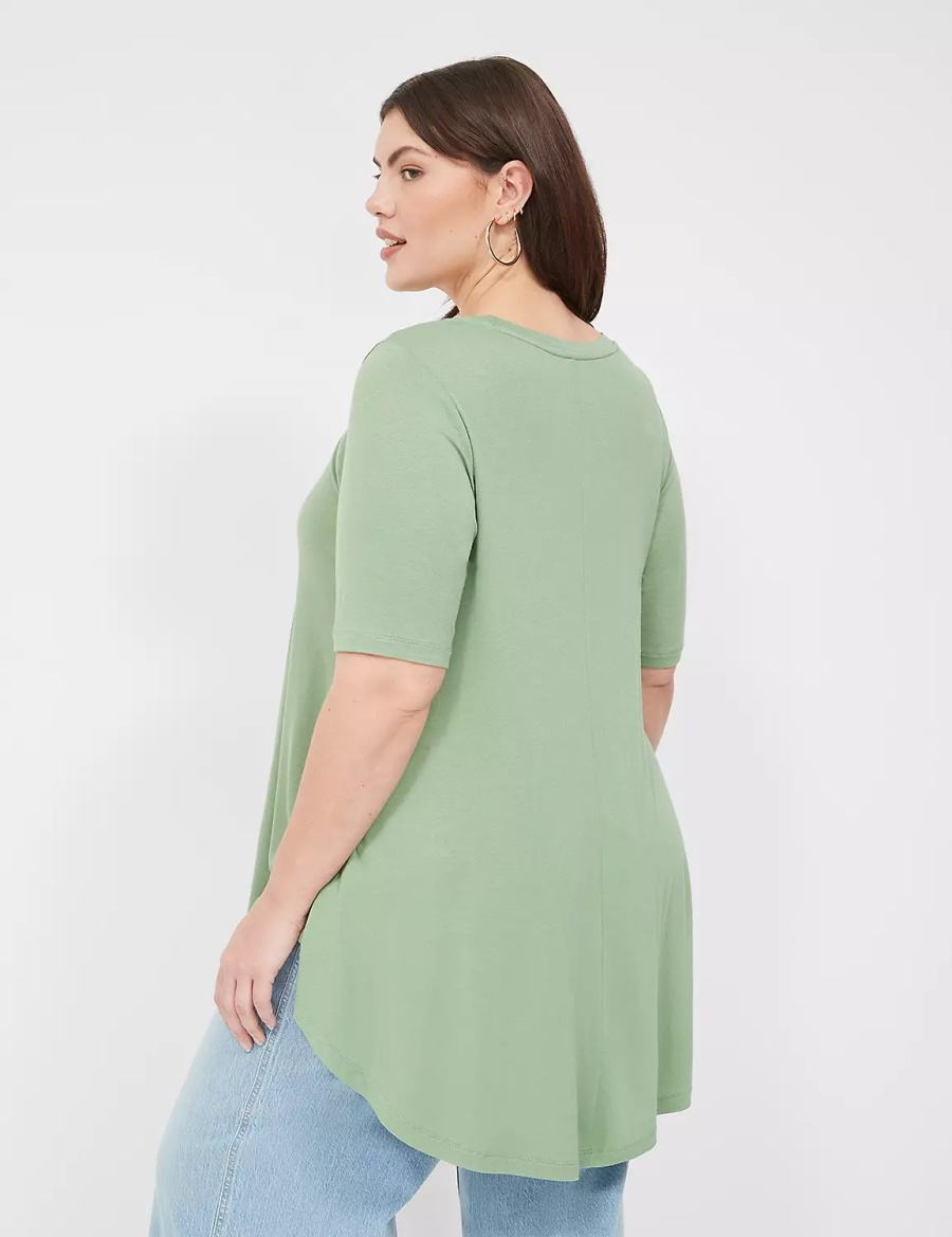 Lane Bryant Max Swing Perfect Sleeve Crew-Neck Tee Women T Shirts Light Green | EPQ2923MD