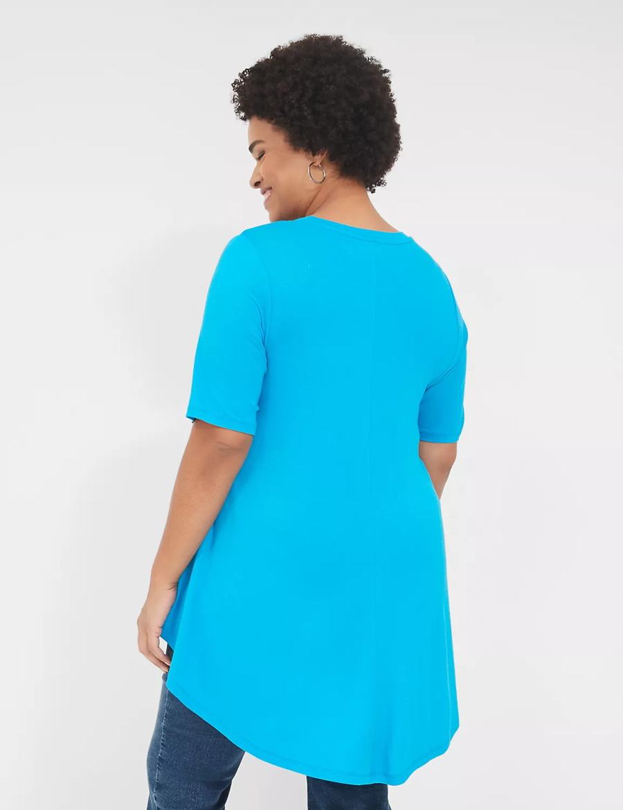 Lane Bryant Max Swing Perfect Sleeve Crew-Neck Tee Women T Shirts Blue | GMG6033RT