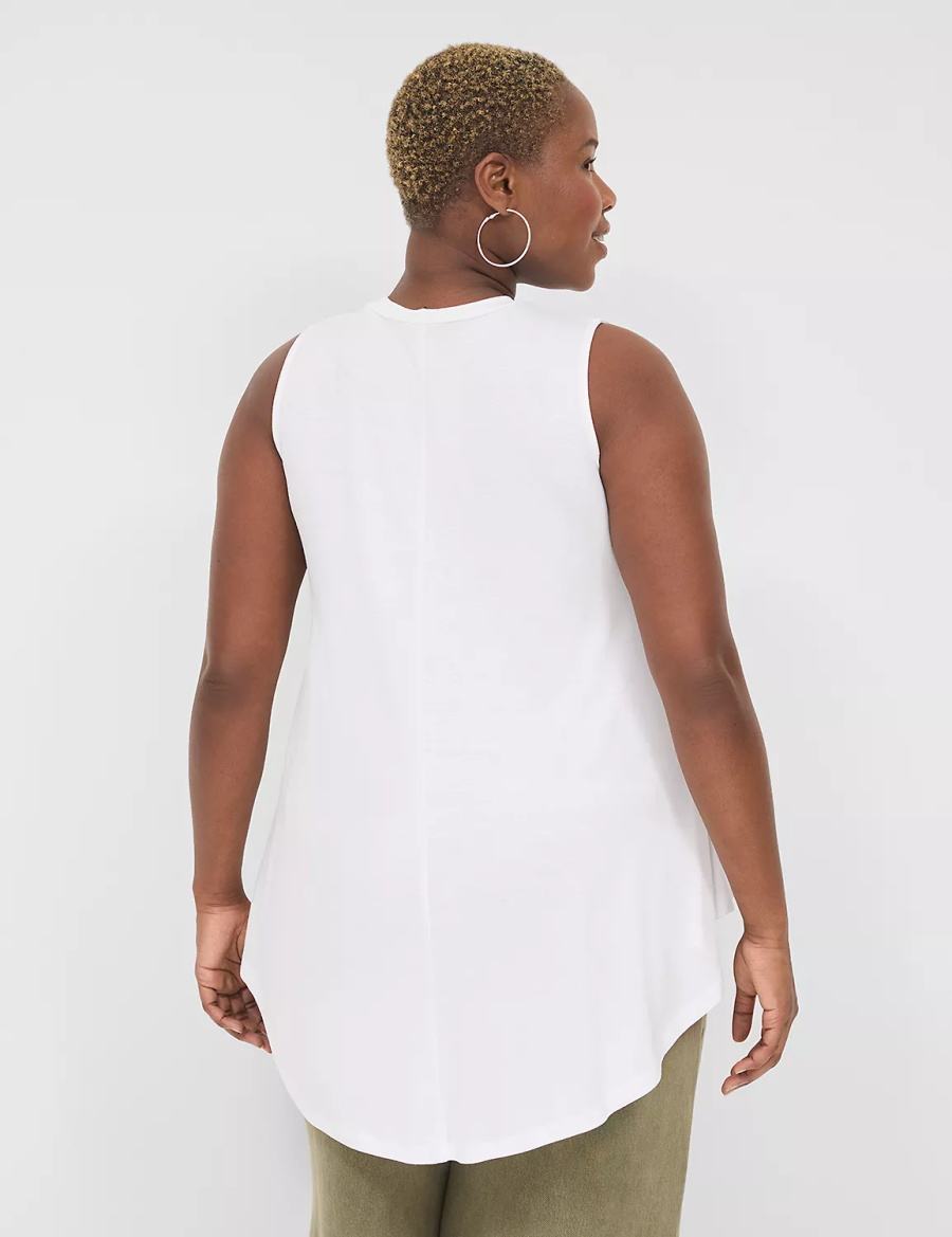 Lane Bryant Max Swing Sleeveless High-Neck Tunic Women T Shirts White | URK3393LY