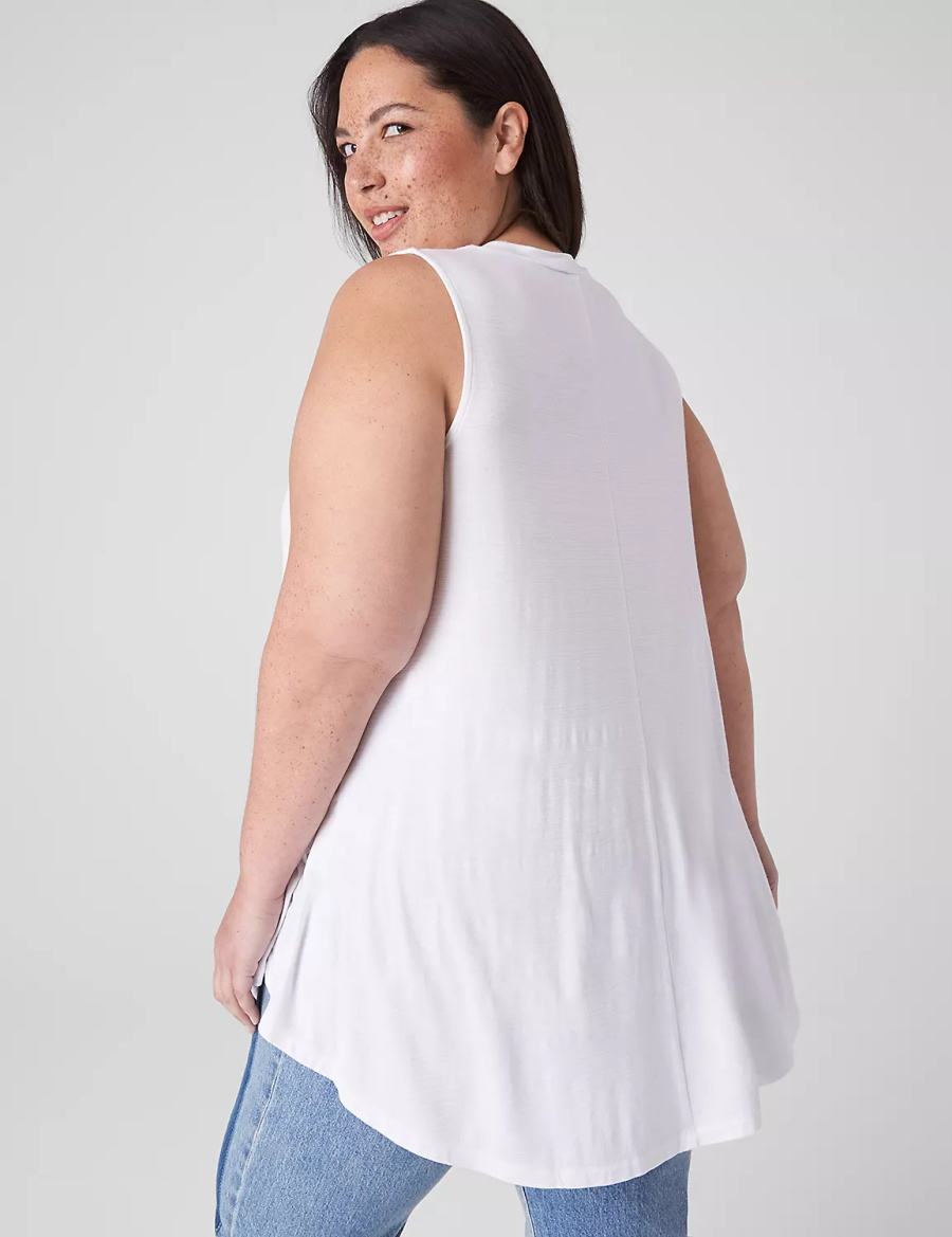 Lane Bryant Max Swing Sleeveless High-Neck Tunic Women T Shirts White | RGW3888OX