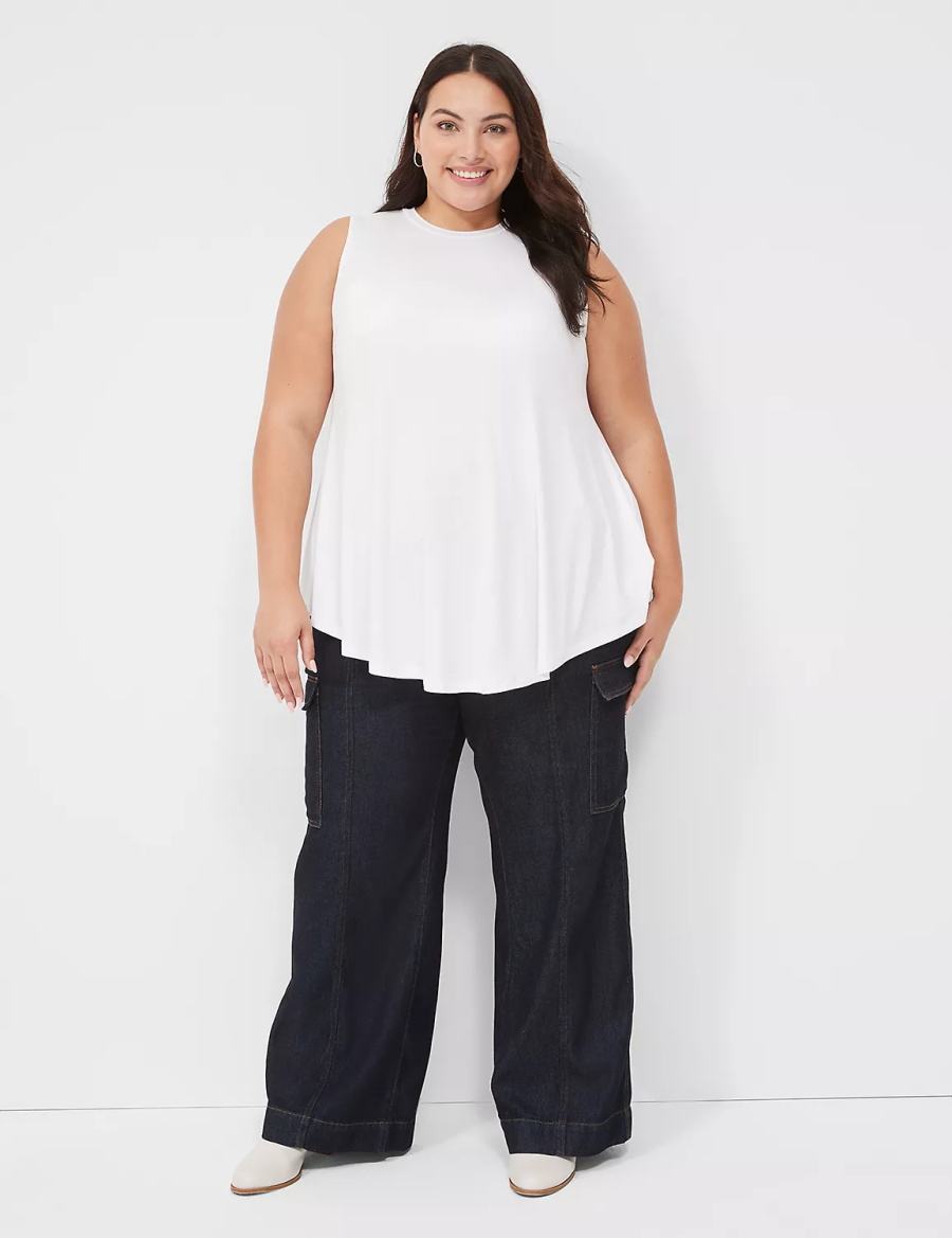 Lane Bryant Max Swing Sleeveless High-Neck Tunic Women T Shirts White | RGW3888OX