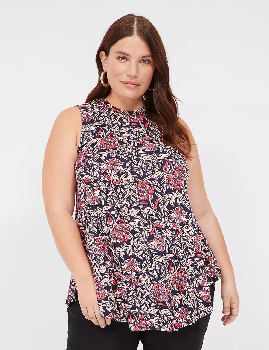 Lane Bryant Max Swing Sleeveless High-Neck Tunic Women T Shirts Pink Coral | UEH562MW