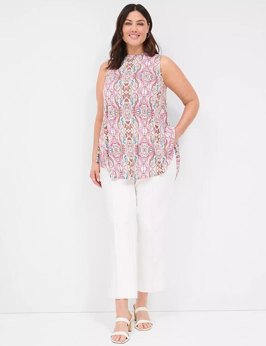 Lane Bryant Max Swing Sleeveless High-Neck Tunic Women T Shirts Pink | XDR4763ZN