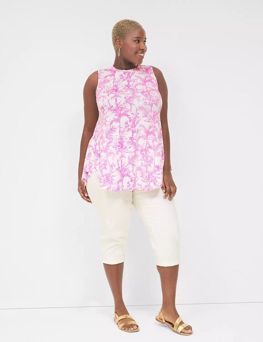 Lane Bryant Max Swing Sleeveless High-Neck Tunic Women T Shirts Pink | XBB5680XG