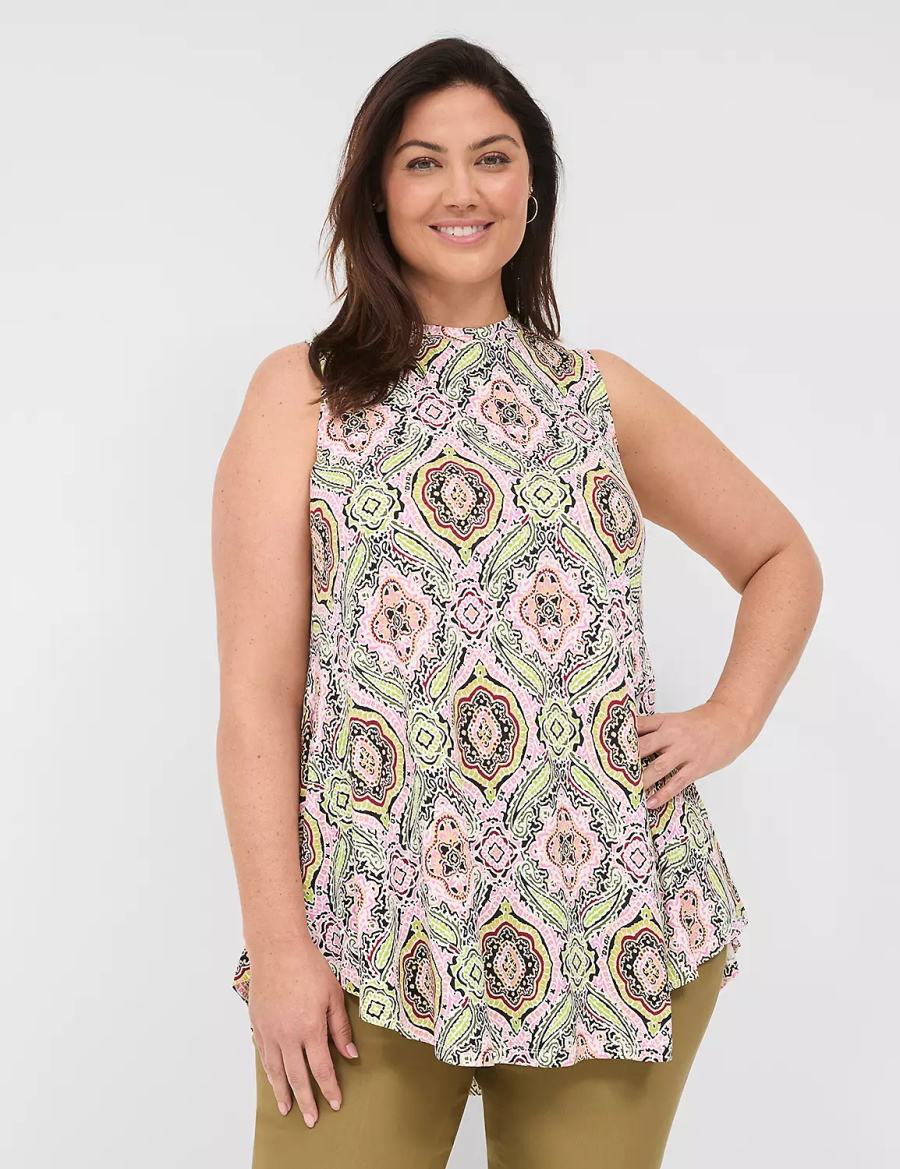 Lane Bryant Max Swing Sleeveless High-Neck Tunic Women T Shirts Multicolor | FND8990EI