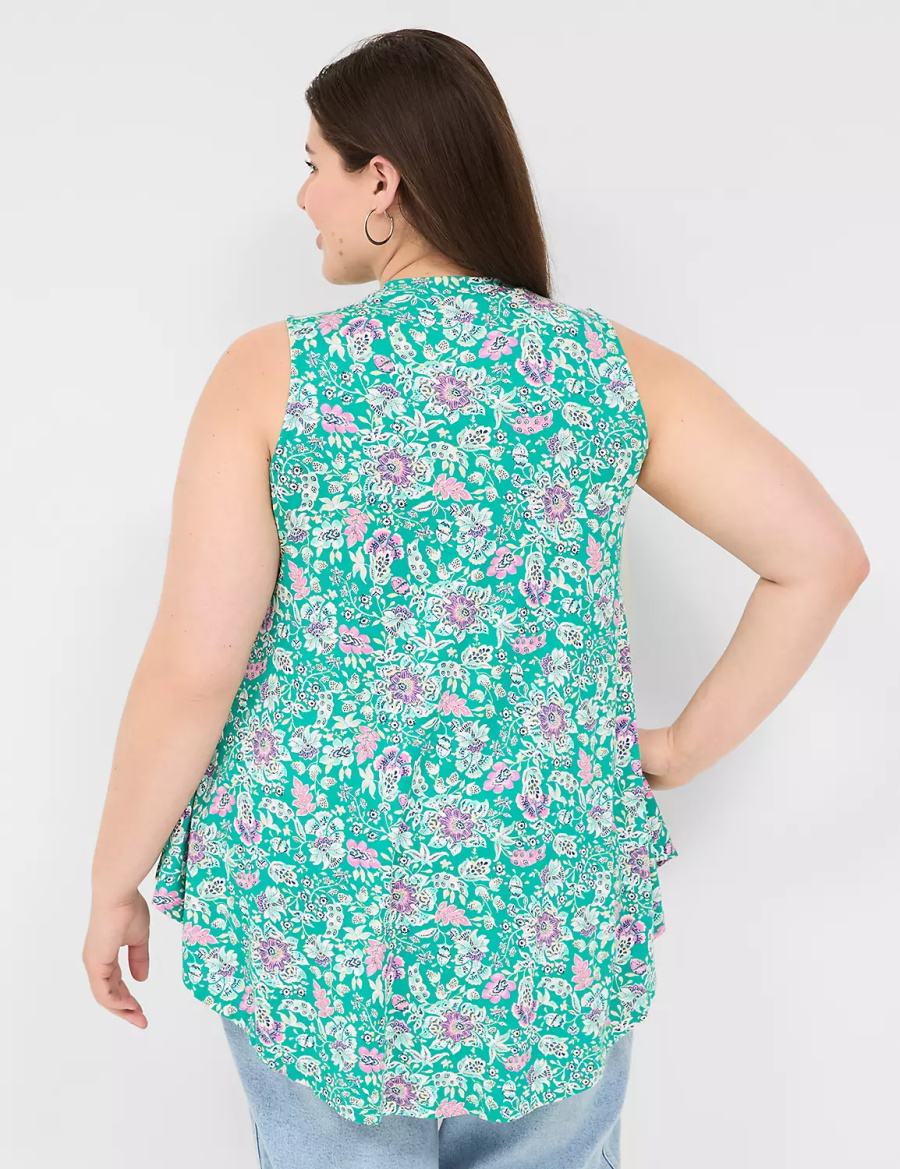 Lane Bryant Max Swing Sleeveless High-Neck Tunic Women T Shirts Light Turquoise | AWK1316WO