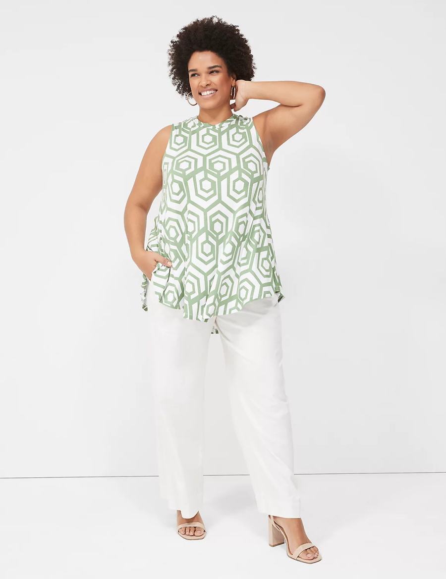 Lane Bryant Max Swing Sleeveless High-Neck Tunic Women T Shirts Green | WRR4798SY