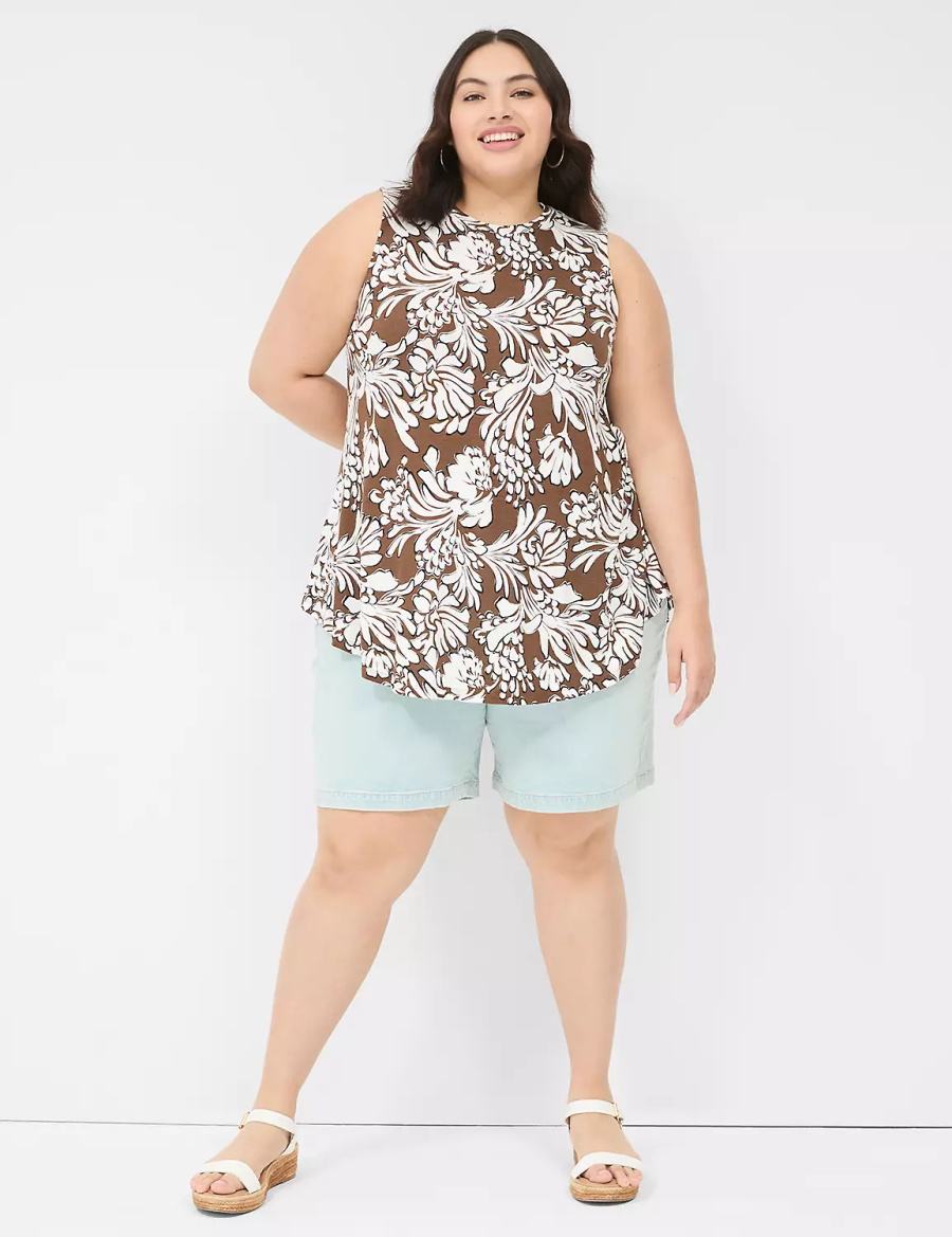 Lane Bryant Max Swing Sleeveless High-Neck Tunic Women T Shirts Brown | EDJ6794GB