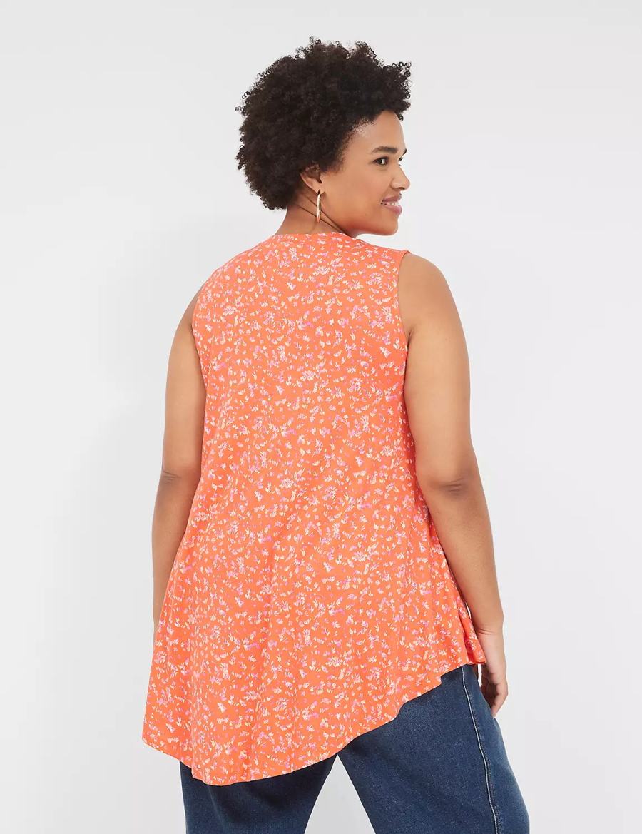 Lane Bryant Max Swing Sleeveless High-Neck Tunic Women T Shirts Orange | YDR1140LD