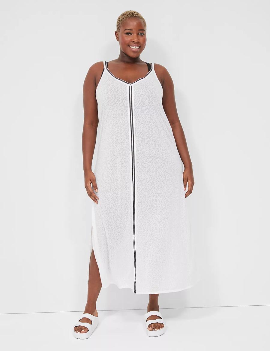 Lane Bryant Maxi Cover-Up Women Dress White | OAA4170YV