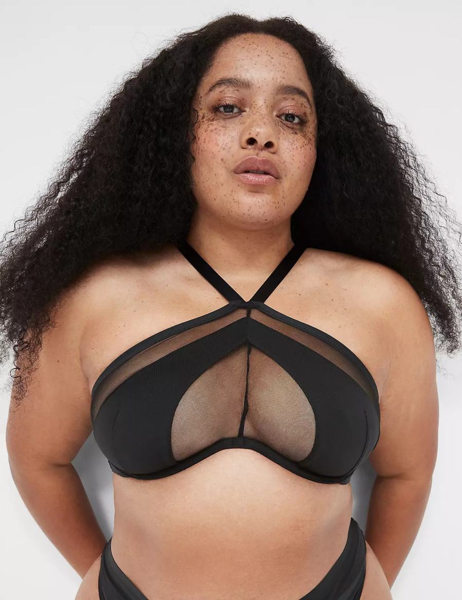 Lane Bryant Mesh Bandeau Women Bralettes Black | GTX9861FI