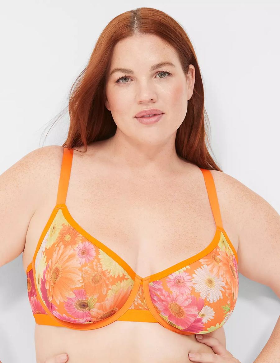 Lane Bryant Mesh Demi Women Unlined Bra Yellow | UTM7486DR