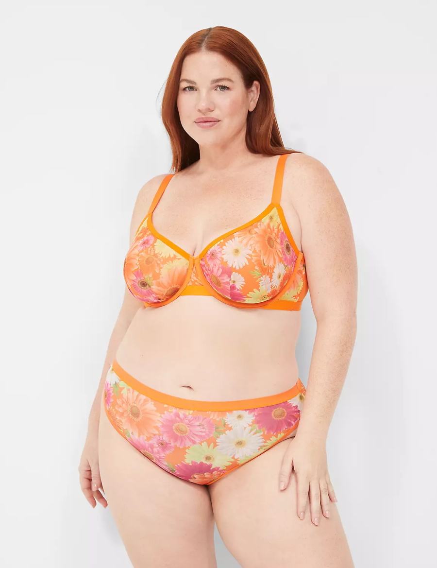 Lane Bryant Mesh Demi Women Unlined Bra Yellow | UTM7486DR