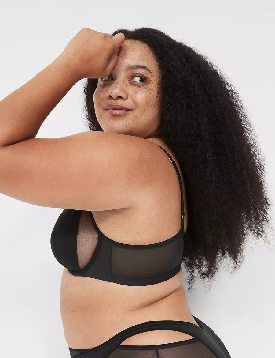 Lane Bryant Mesh High Apex Women Bralettes Black | ULK447KC