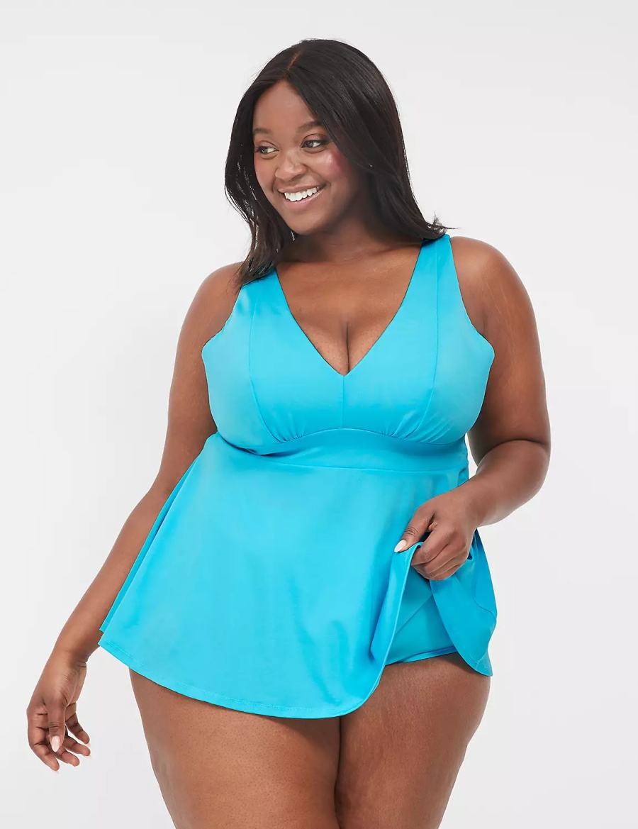 Lane Bryant Mid-Rise Swim Women Briefs Blue | YDB4015EF