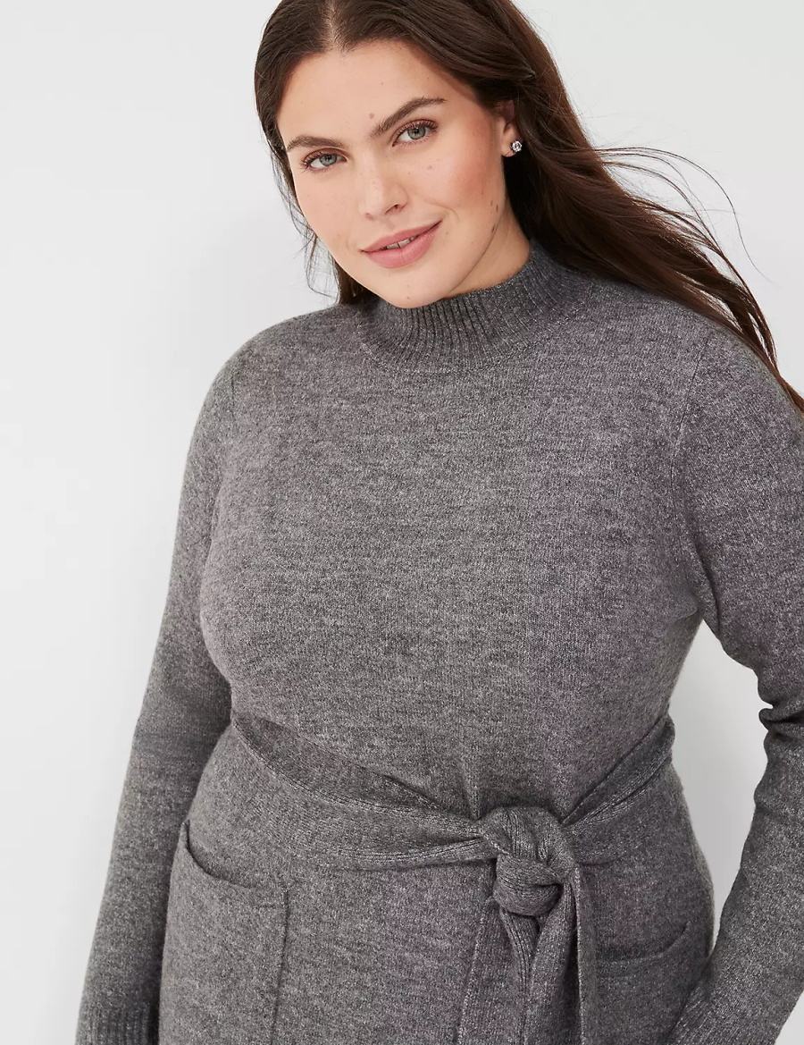 Lane Bryant Mock-Necked Midi Sweater Women Midi Dress Grey | UXH804YY