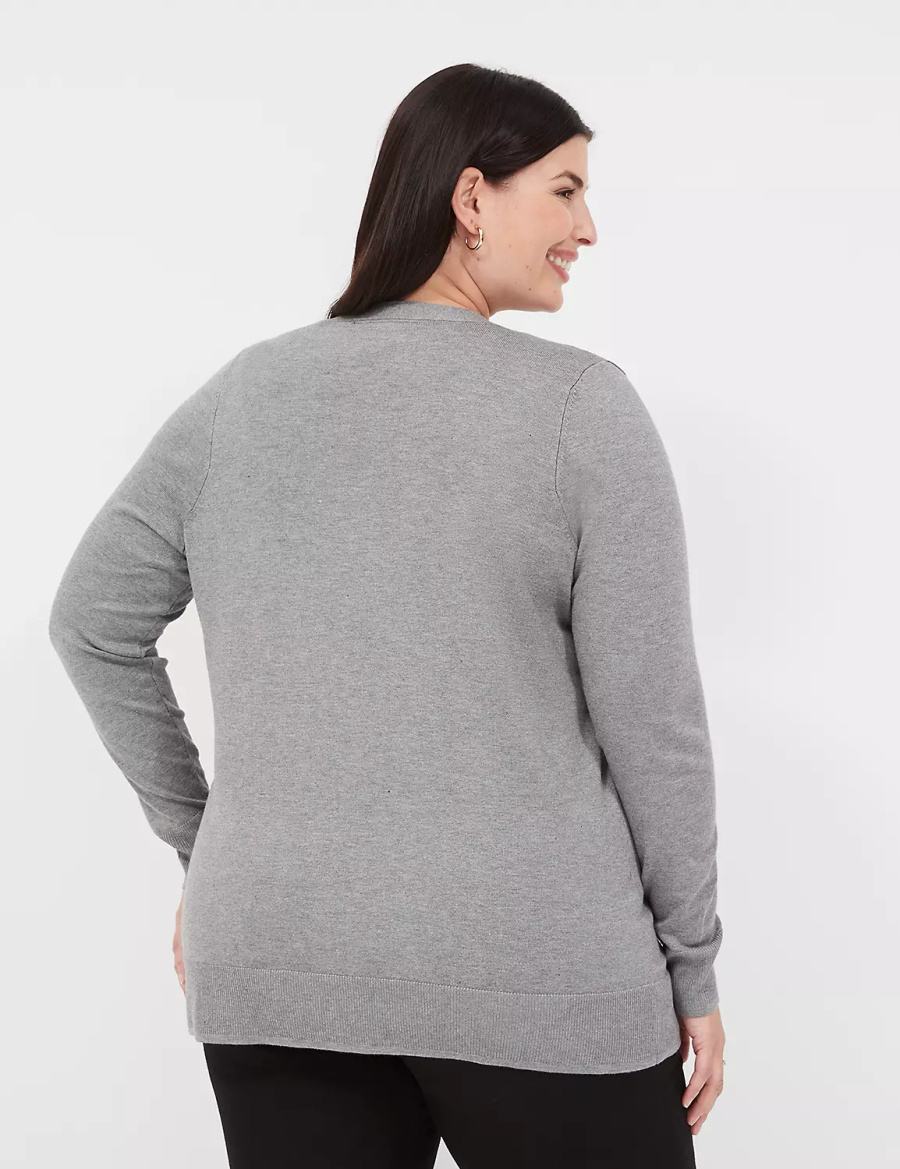 Lane Bryant Modern Long-Sleeve Open-Front Women Cardigan Grey | XXG6080RR