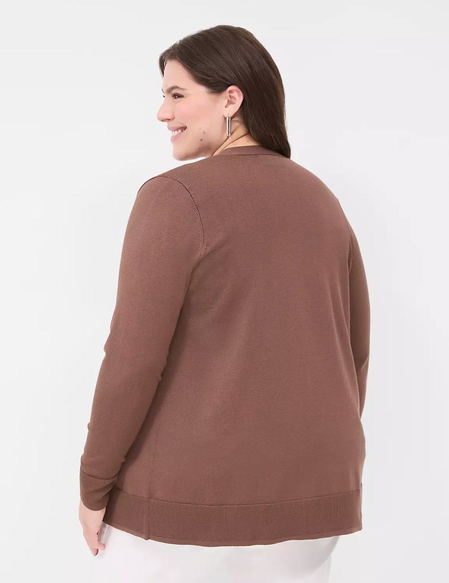 Lane Bryant Modern Long-Sleeve Open-Front Women Cardigan Brown | FCF6746UI