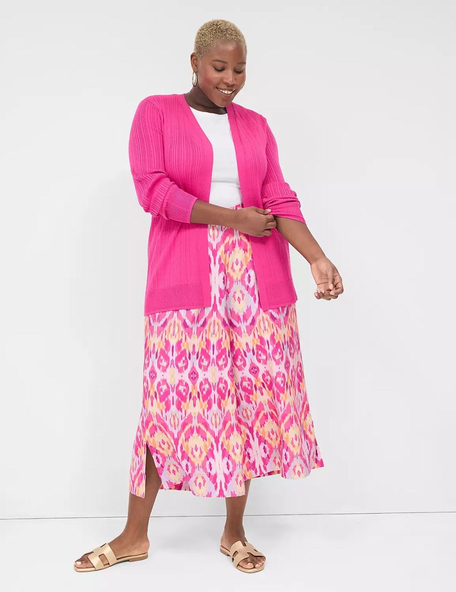 Lane Bryant Modern Open-Front Ribbed Women Cardigan Pink | GJZ2377LR