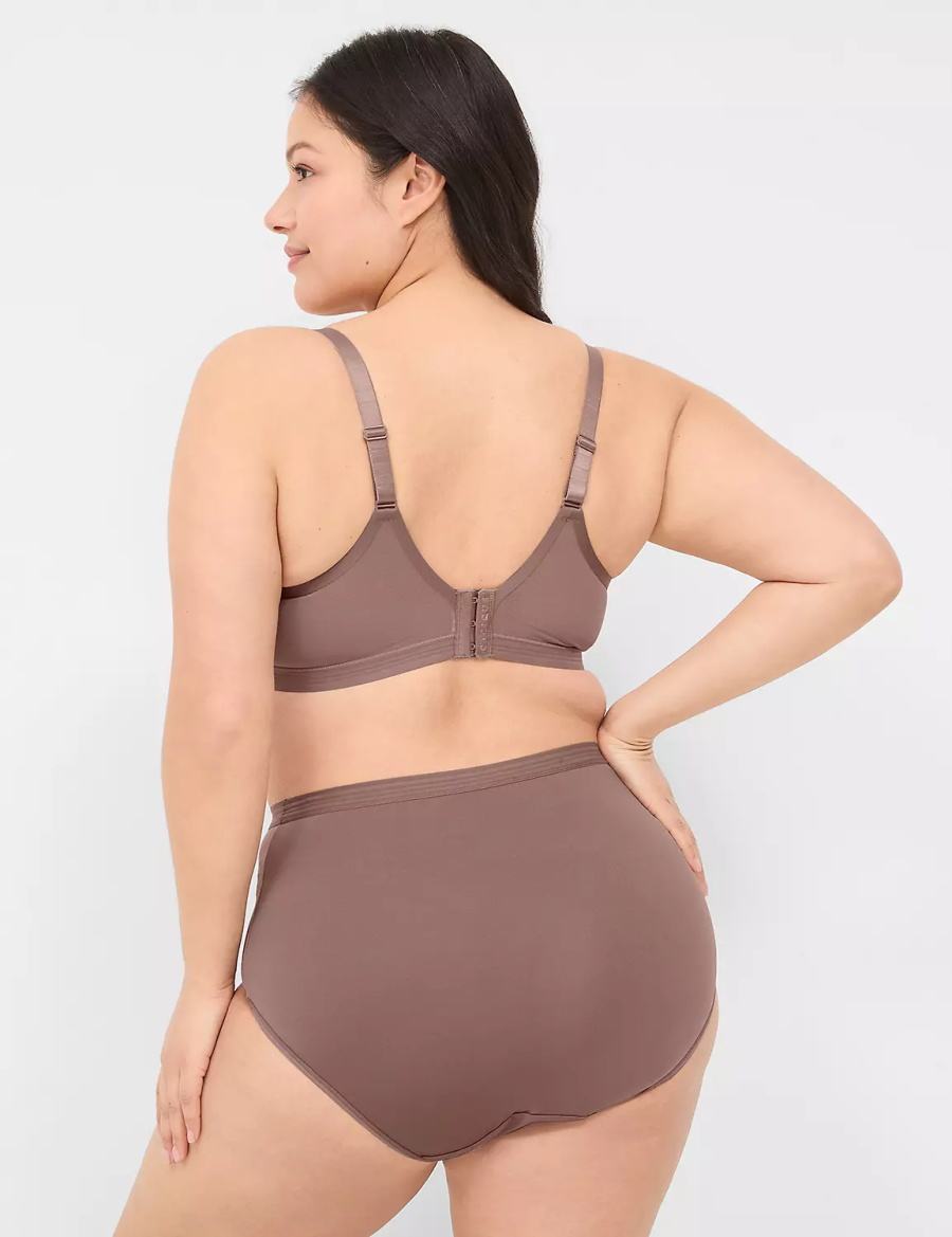 Lane Bryant Modern Romance Full Women Briefs Deep Grey Brown | RQQ9652WJ