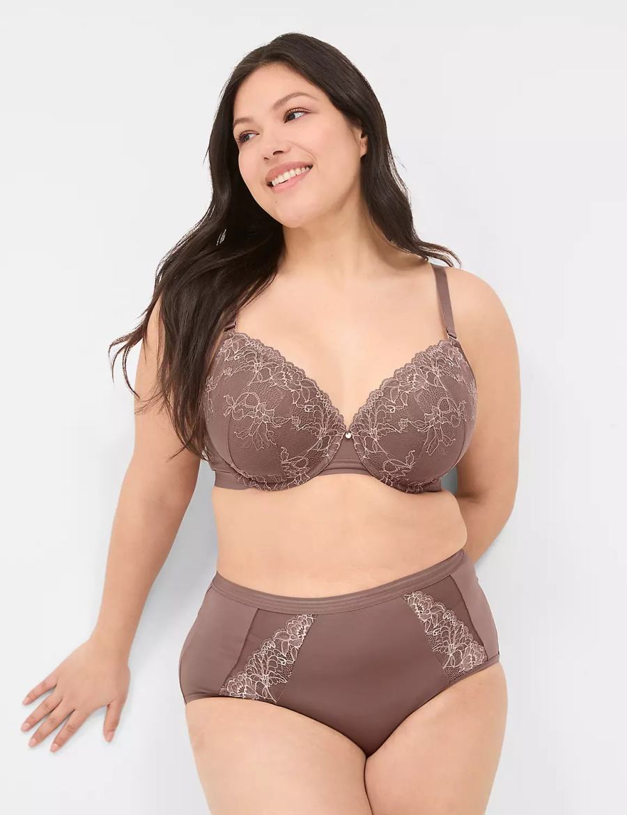 Lane Bryant Modern Romance Full Women Briefs Deep Grey Brown | RQQ9652WJ