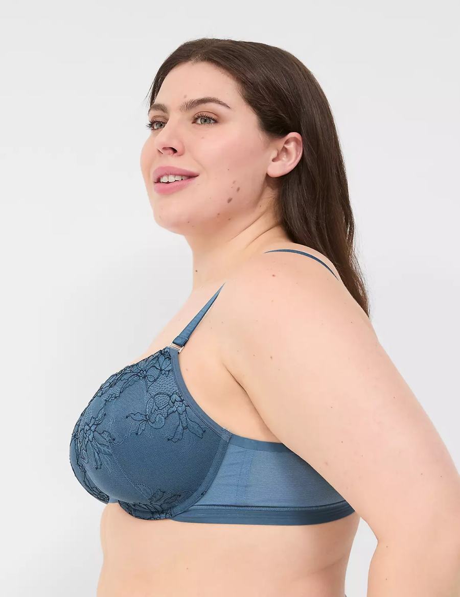 Lane Bryant Modern Romance Lightly Lined Demi Women Bralettes Blue Grey | VMA1061VD