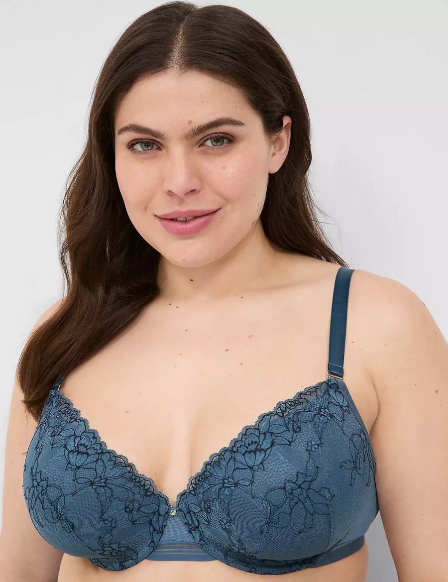 Lane Bryant Modern Romance Lightly Lined Demi Women Bralettes Blue Grey | VMA1061VD