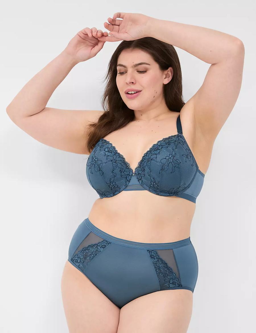 Lane Bryant Modern Romance Lightly Lined Demi Women Bralettes Blue Grey | VMA1061VD