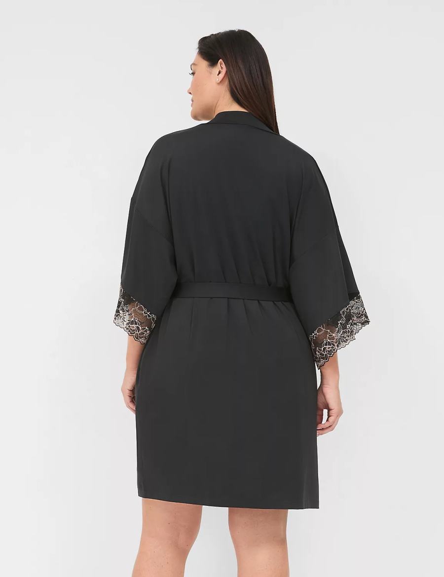 Lane Bryant Modern Romance Women Robe Black | FXQ695WK