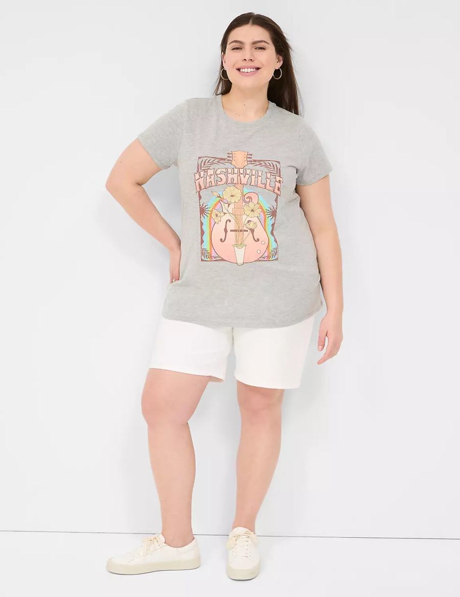 Lane Bryant Nashville Graphic Tee Women T Shirts Light Grey | DZJ3645DF