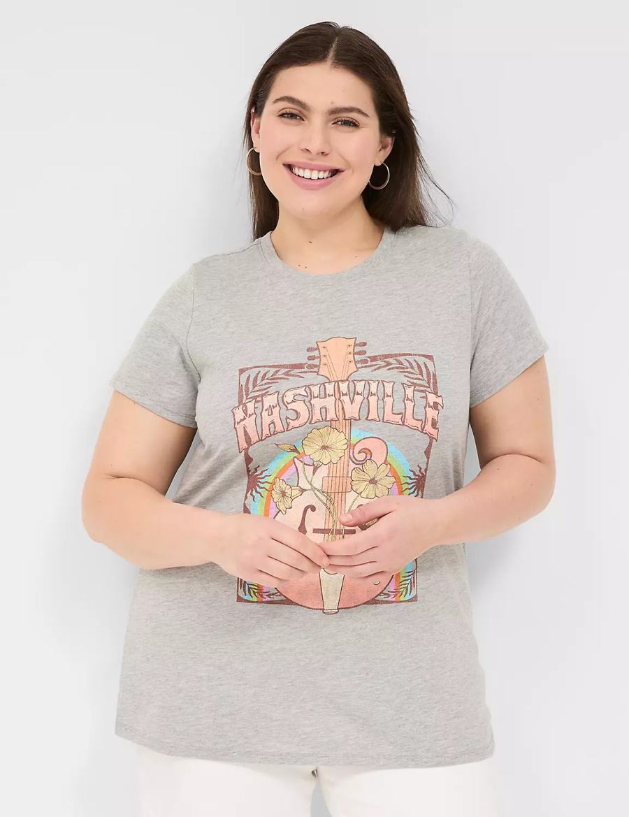 Lane Bryant Nashville Graphic Tee Women T Shirts Light Grey | DZJ3645DF