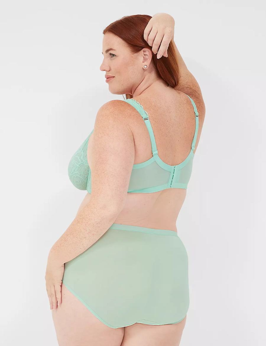 Lane Bryant No-Show Full with Lace Women Briefs Light Green | UQM4730RM