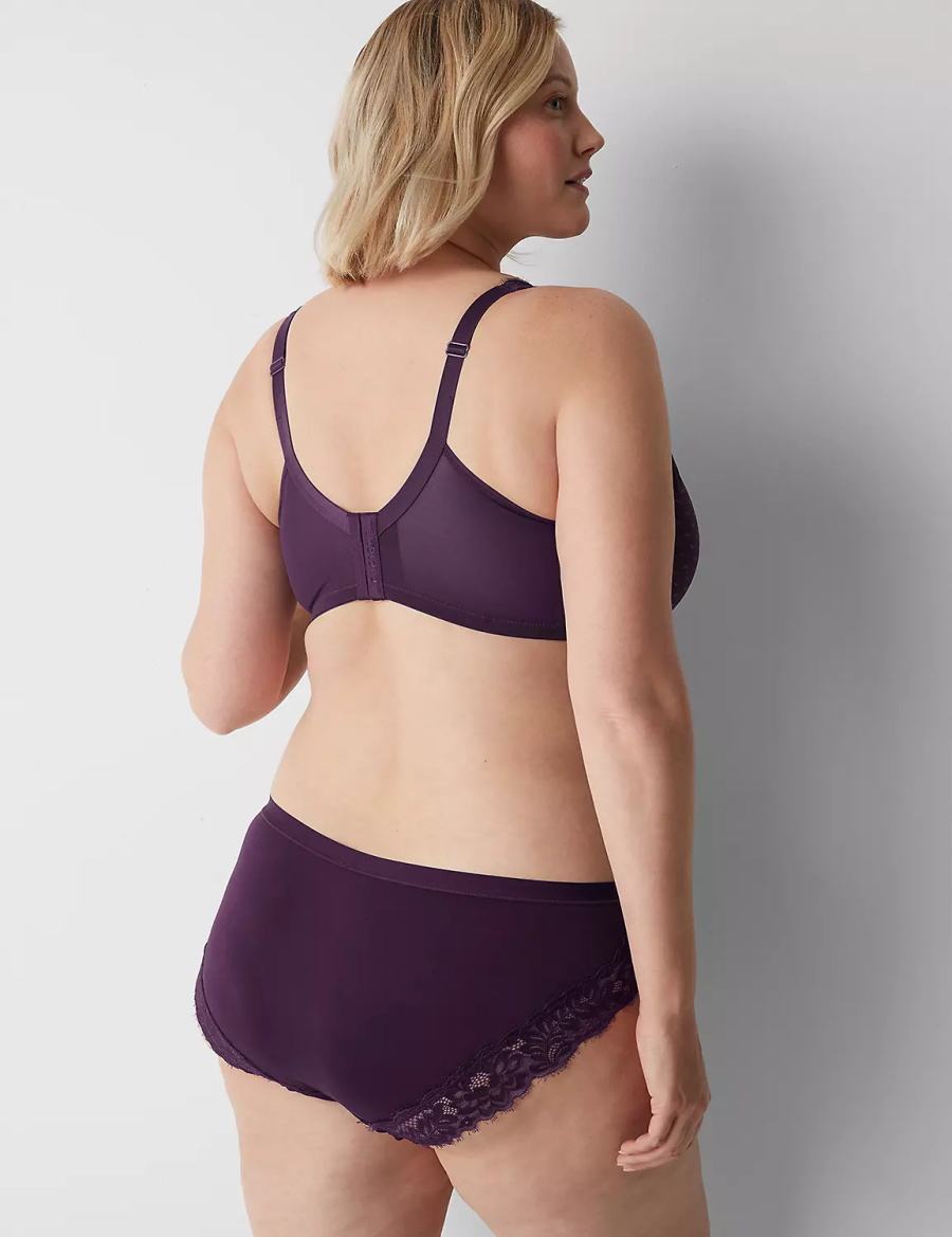 Lane Bryant No-Show Lace-Back Women Hipster Panty Purple | ELN6848BG