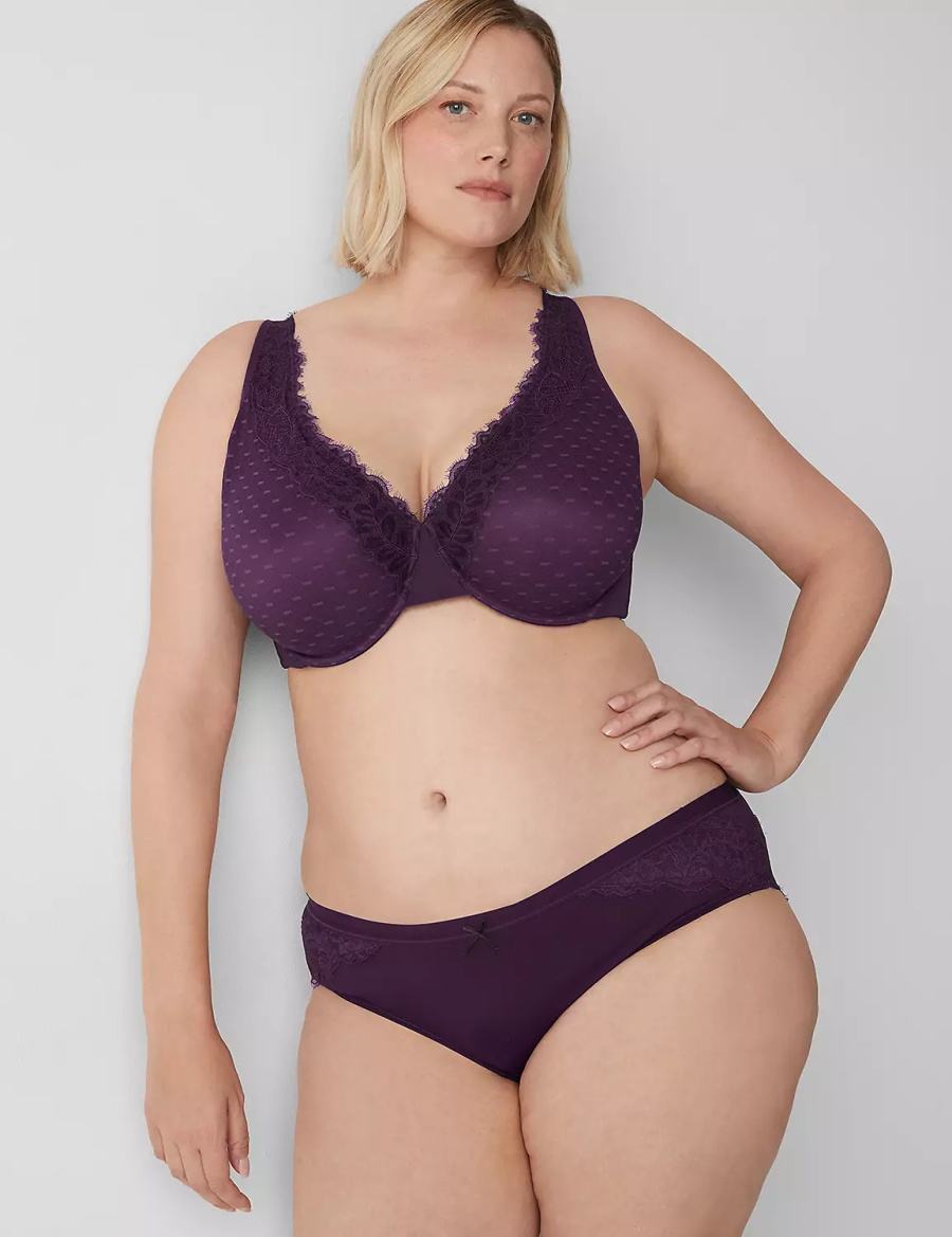 Lane Bryant No-Show Lace-Back Women Hipster Panty Purple | ELN6848BG