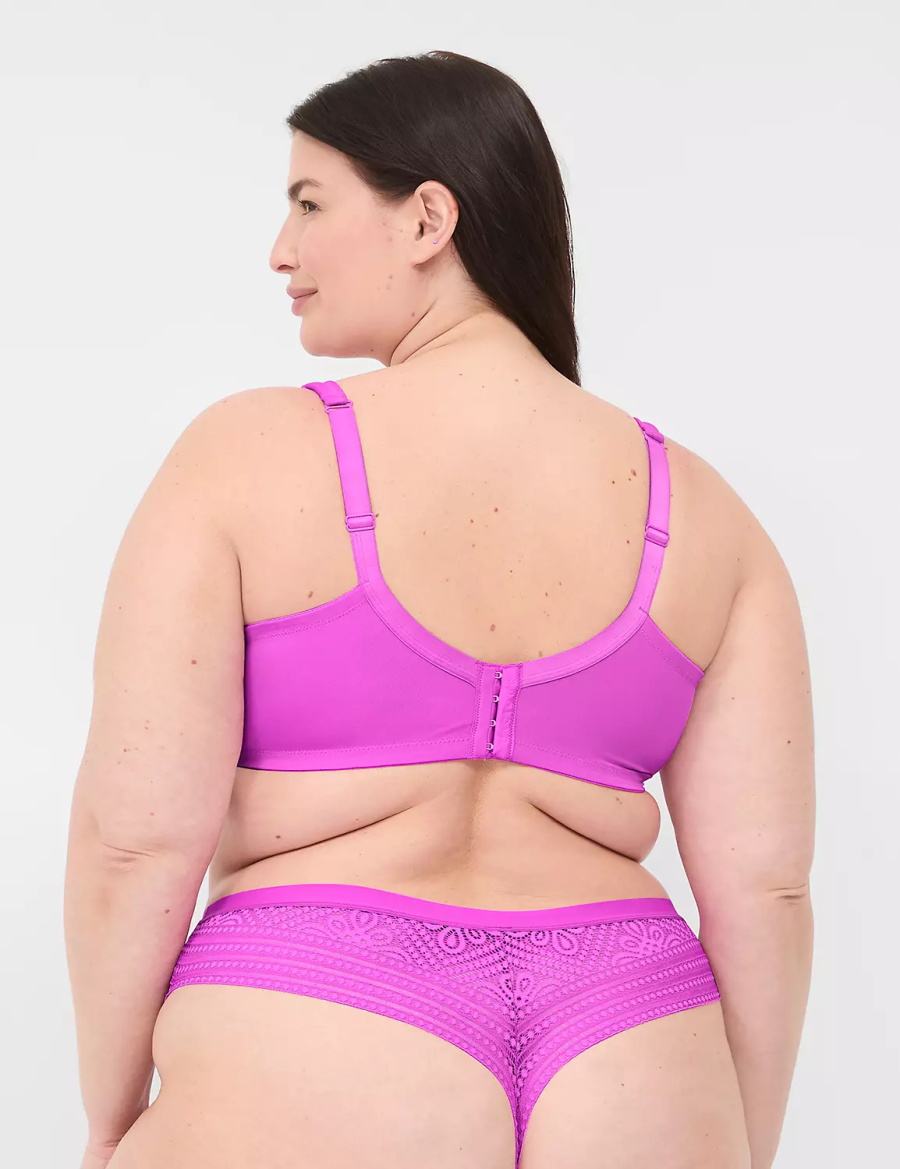 Lane Bryant No-Show With Lace Back Women Thong Panty Light Purple | FGI4597DR