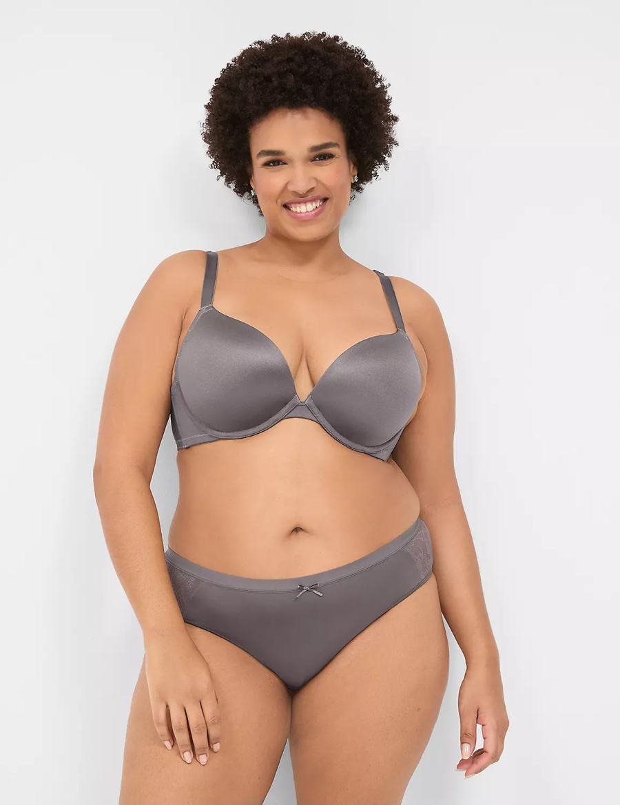 Lane Bryant No-Show With Lace Trim Women Hipster Panty Dark Grey | YON72MZ