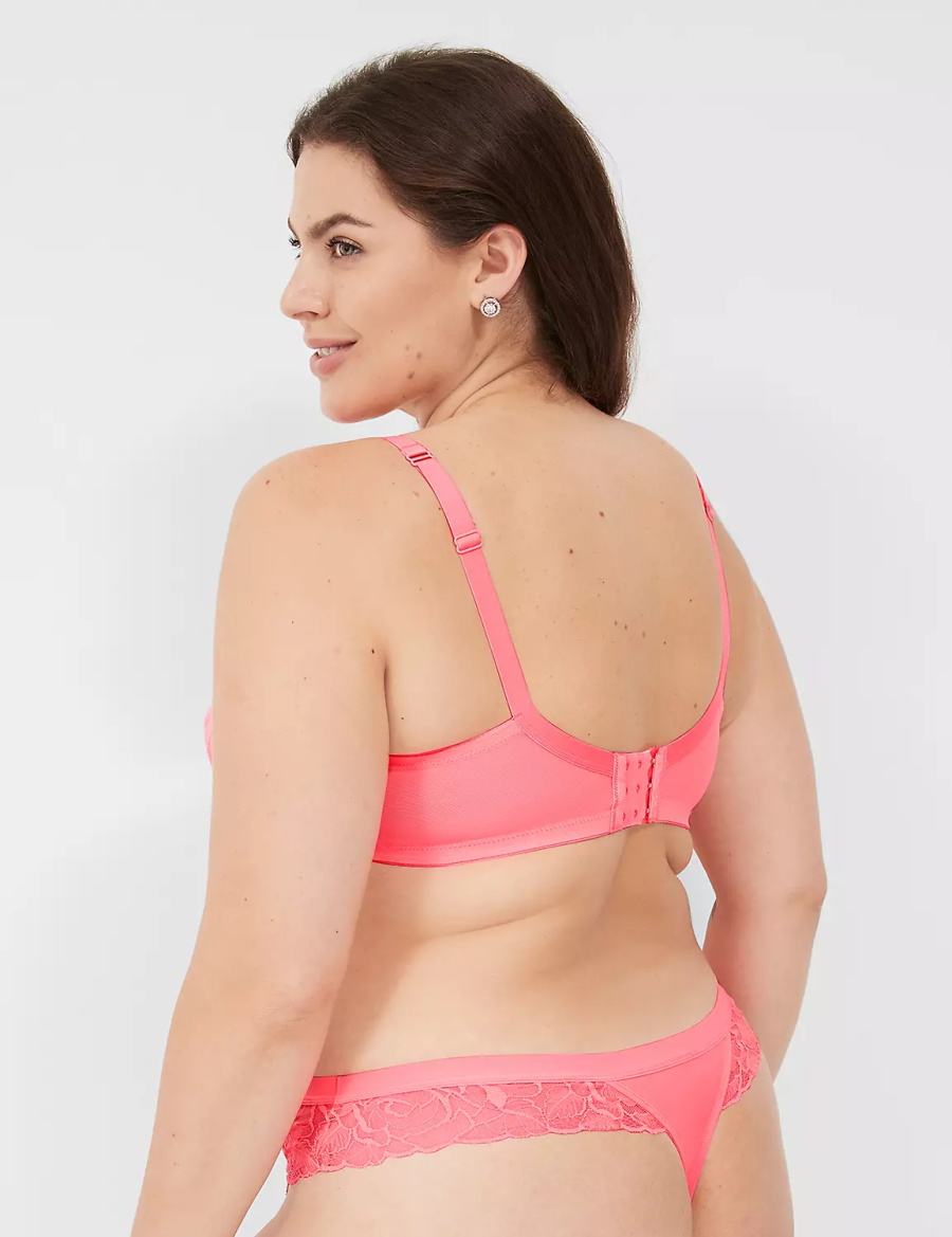 Lane Bryant No-Show with Lace Women Thong Panty Pink | UBA3824SX